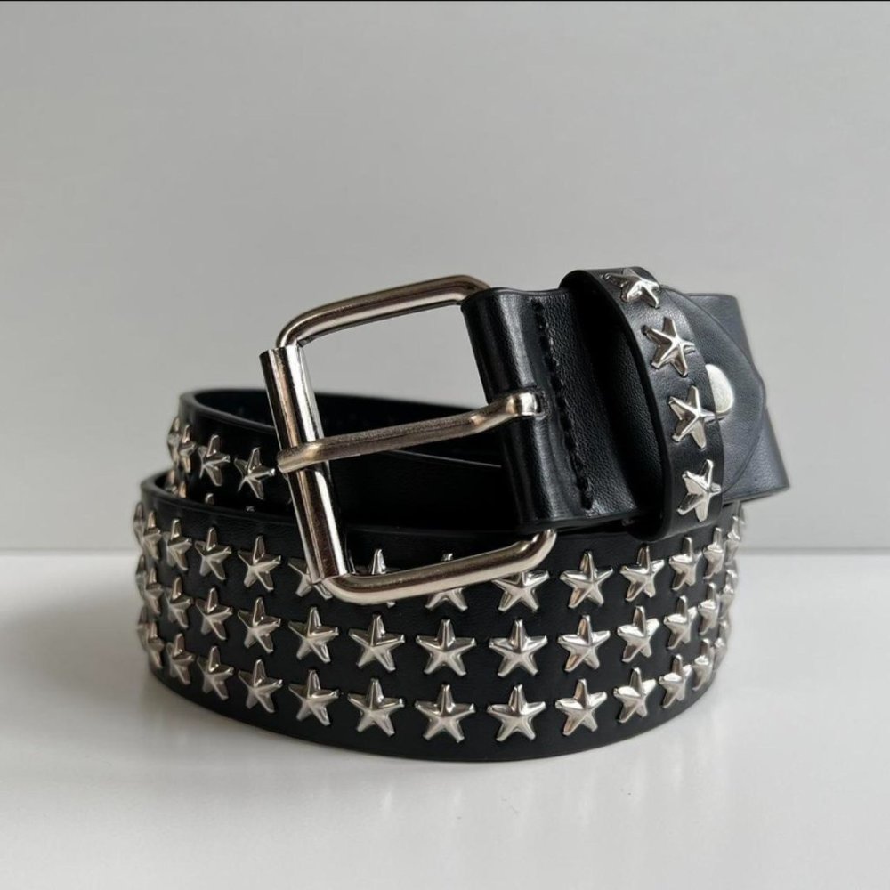 Y2K 2000s star-studded black and silver grunge emo belt